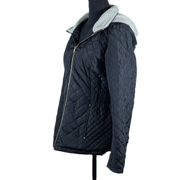 CiSono Women's Winter Quilted Hooded Jacket - Black - Size Large - Picture 2 of 5